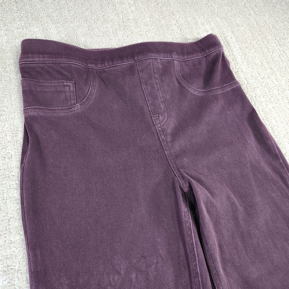 Spanx Pants Women Large Jean-ish Leggings Hi Rise Stretch Shapewear Maroon - Picture 2 of 12